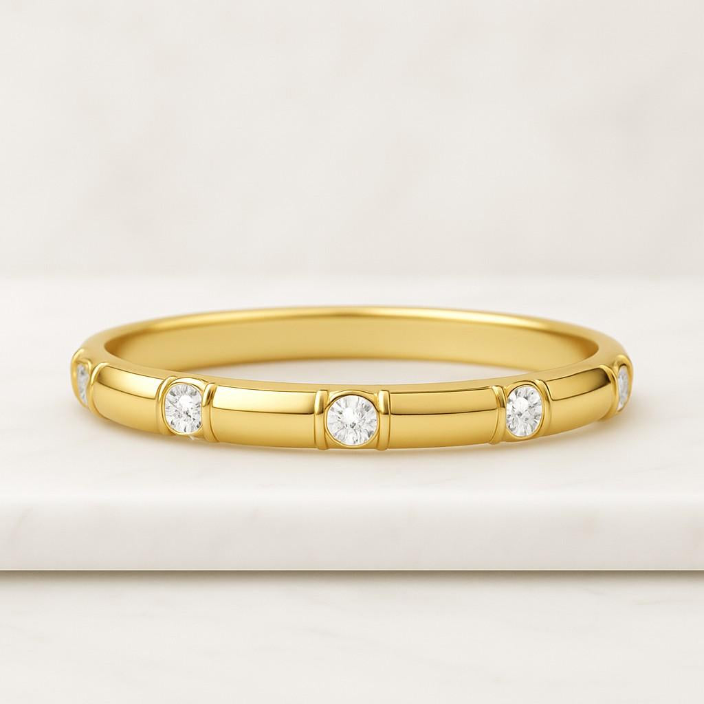 14k solid gold minimalist stacking ring blue diamond ring