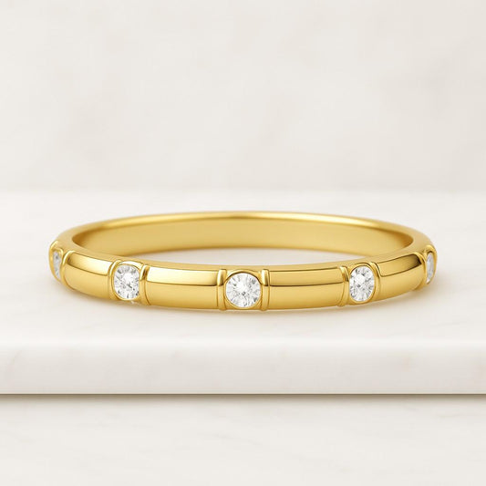 14K Solid Gold Minimalist Stacking Ring Blue Diamond Ring