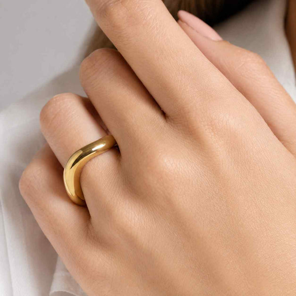 14K Solid Gold Mirrored Twist Ring: Modern Minimal Jewelry
