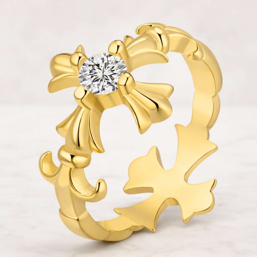 14k solid gold moss agate ring 