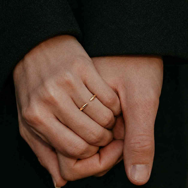 14K Solid Gold Open Cuff Wedding Band Minimalist Stacking Ring Dainty Adjustable Bridal Ring for Women

