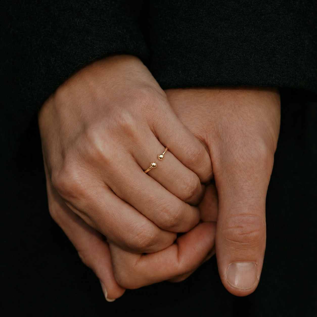 14K Solid Gold Open Cuff Wedding Band Minimalist Stacking Ring Dainty Adjustable Bridal Ring for Women
