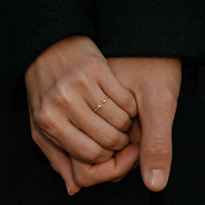 14K Solid Gold Open Cuff Wedding Band Minimalist Stacking Ring Dainty Adjustable Bridal Ring for Women
