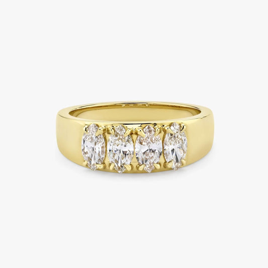 14K Solid Gold Oval Diamond Half Eternity Band