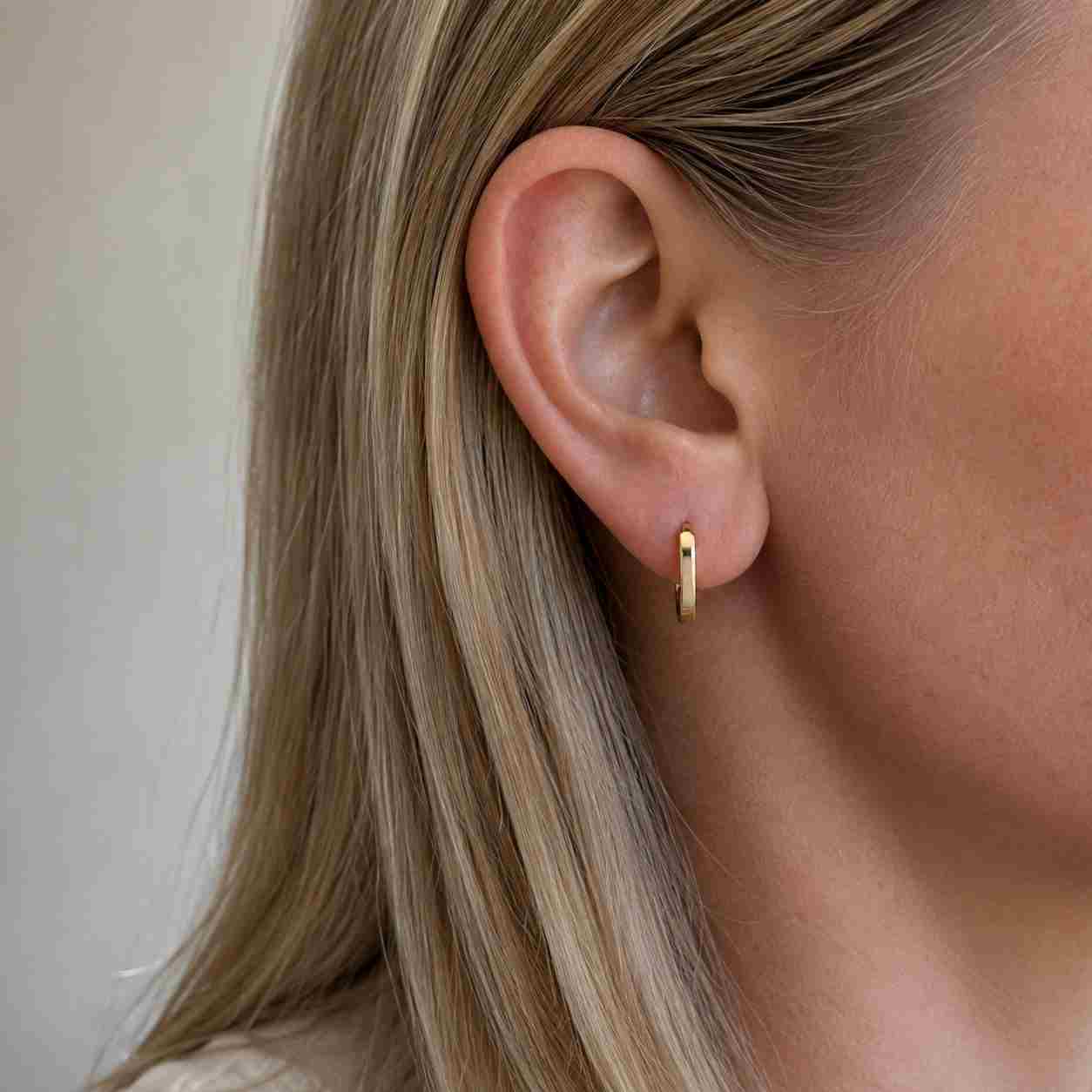 14k solid gold oval huggie hoop earrings, slim minimal everyday gold hoops
