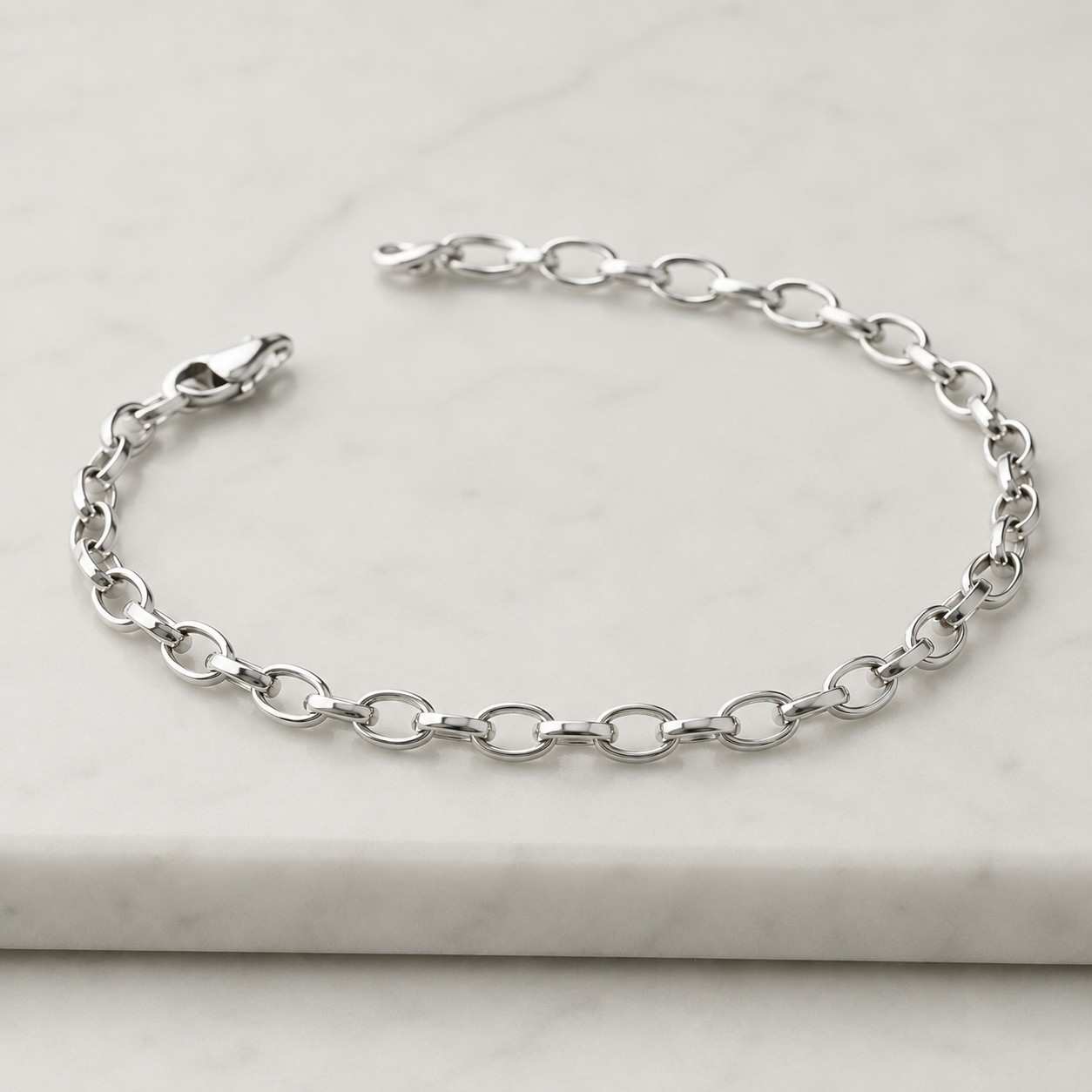 14K Solid Gold Oval Link Bracelet: Dainty, Minimalist Jewelry