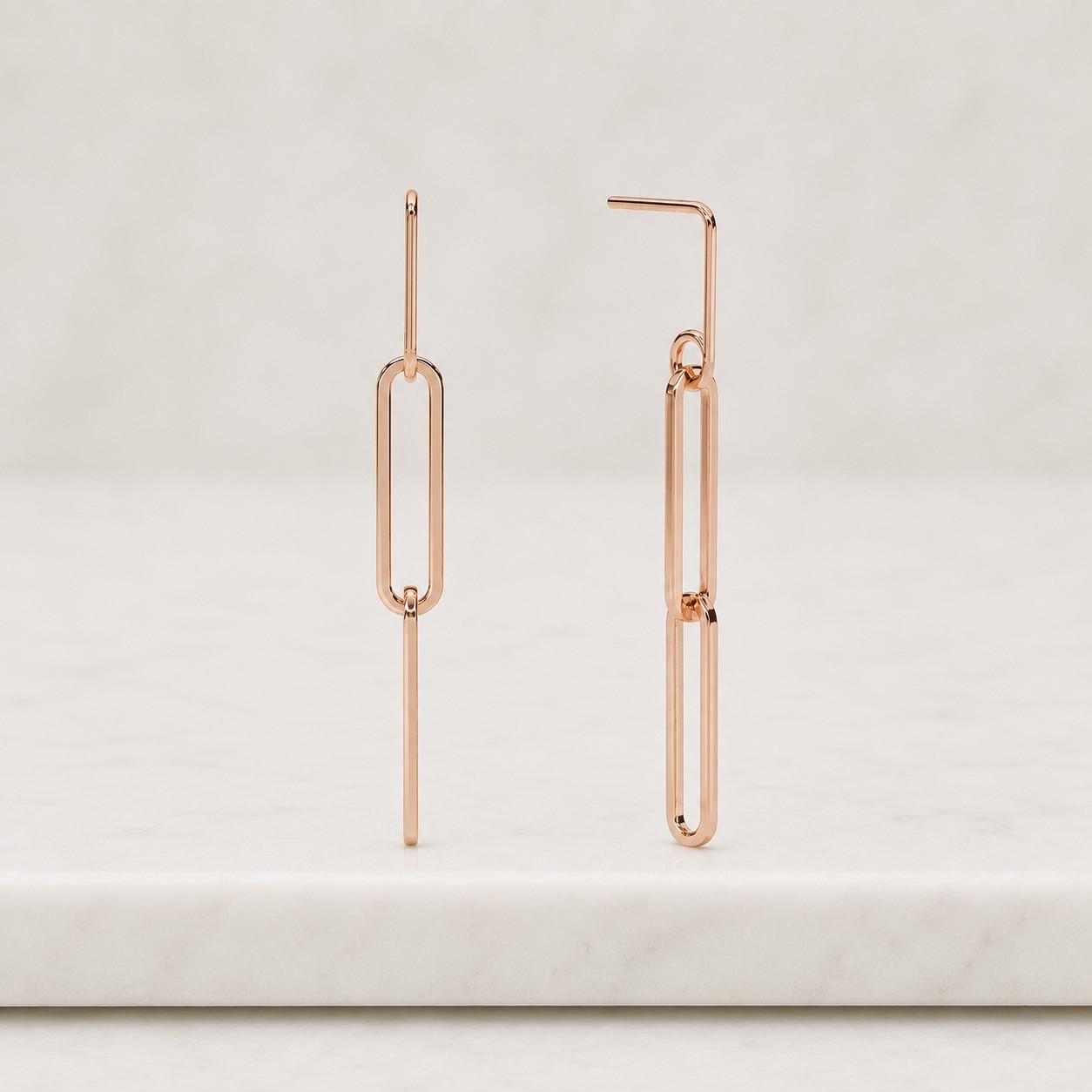 14k solid gold paperclip chain drop earrings
