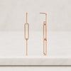 14K Solid Gold Linked Paperclip Drop Earrings