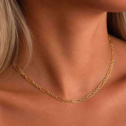 14K Solid Gold Paperclip Chain – Open Loop Connector Necklace