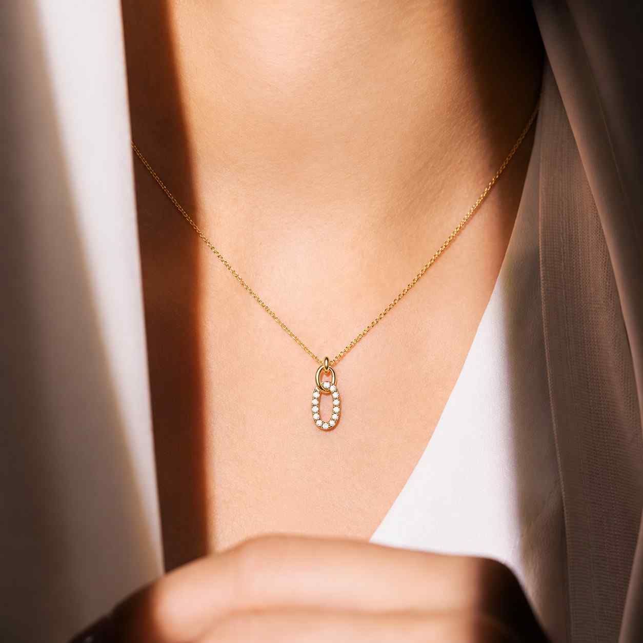 14k solid gold paperclip link necklace: dainty minimalist chain