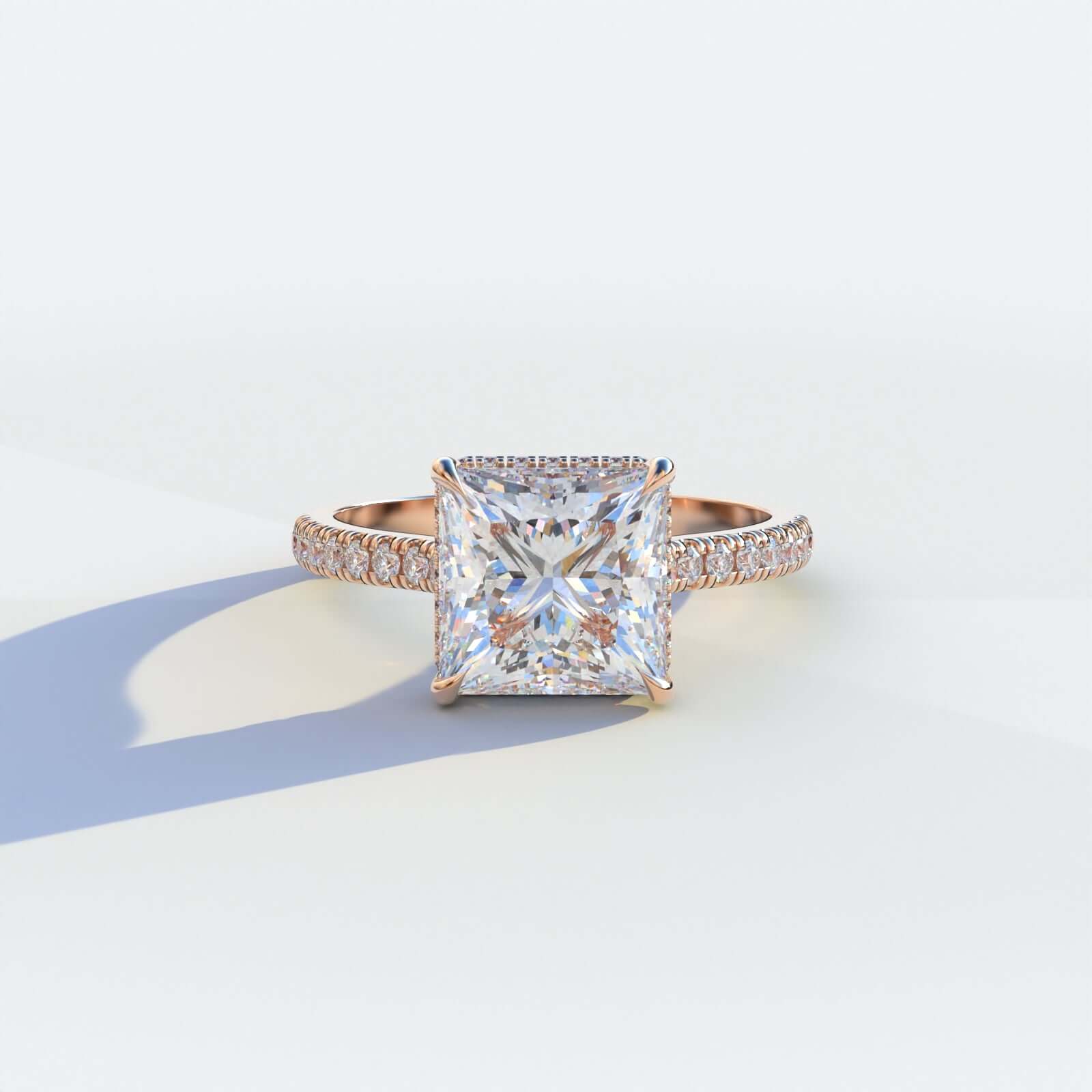 14K Solid Gold Pave Set Ring for Women