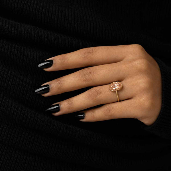 14K Solid Gold Pear Lab Grown Diamond Ring Solitaire Engagement Ring with Wave Band