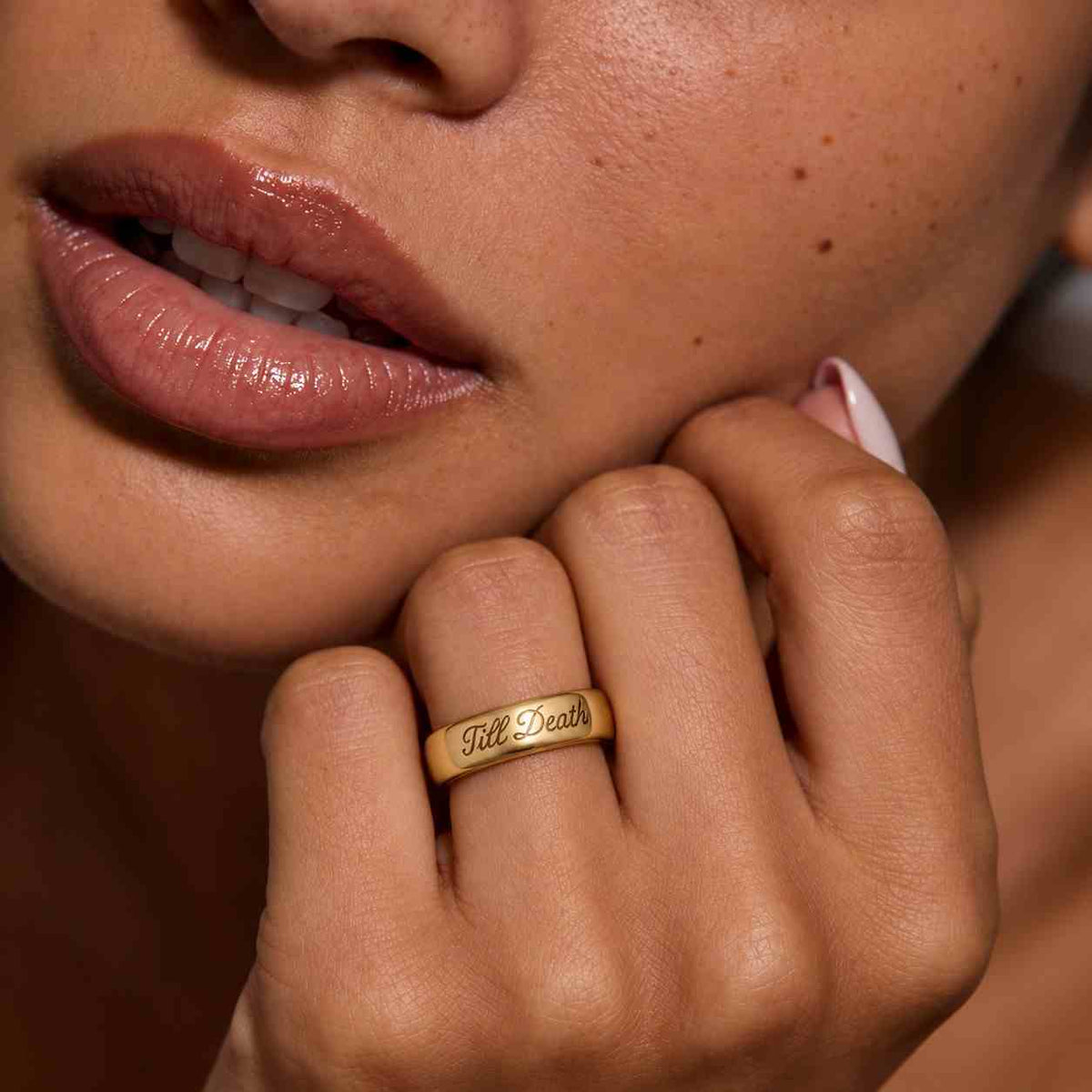 14K Solid Gold Personalized Tiny Band Ring | Custom Coordinate Ring, Dainty Engraved Band Ring, Personalized Skinny Solid Gold Stacking Ring
