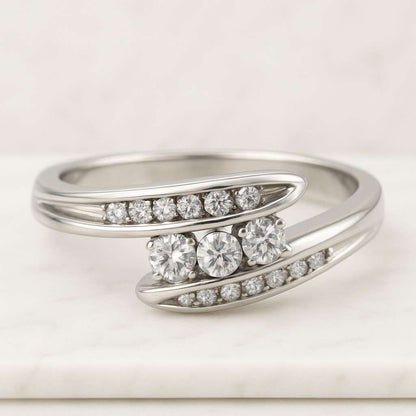 14K Solid Gold Spiral Open Wrap Diamond Ring Dainty Minimalist Bypass Ring Delicate Wrap Ring With Pave Diamond Statement Ring Promise Ring