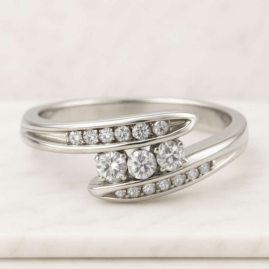 14K Solid Gold Spiral Open Wrap Diamond Ring Dainty Minimalist Bypass Ring Delicate Wrap Ring With Pave Diamond Statement Ring Promise Ring