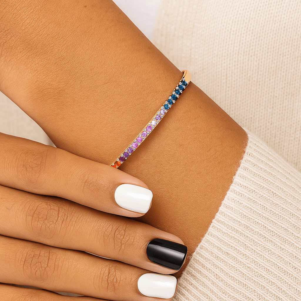 Round Cut Lab Grown Diamond Bypass Band, CVD Diamond Open Gap Wedding Bracelet