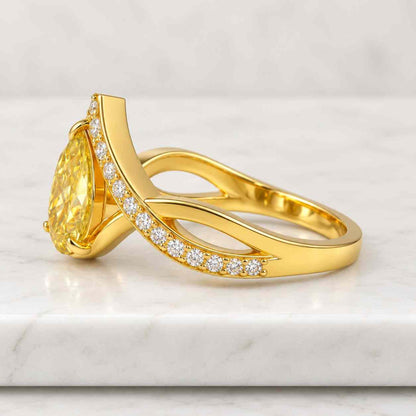  14K Solid Gold Stackable Diamond Engagement Ring