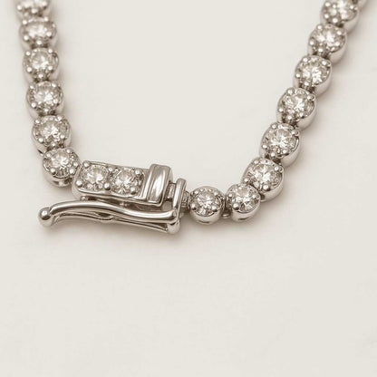 14K Solid Gold Tennis Chain Necklace Moissanite Necklace for Women Diamond Chain CZ Necklace White Gold Chain Bridal Necklace Gifts