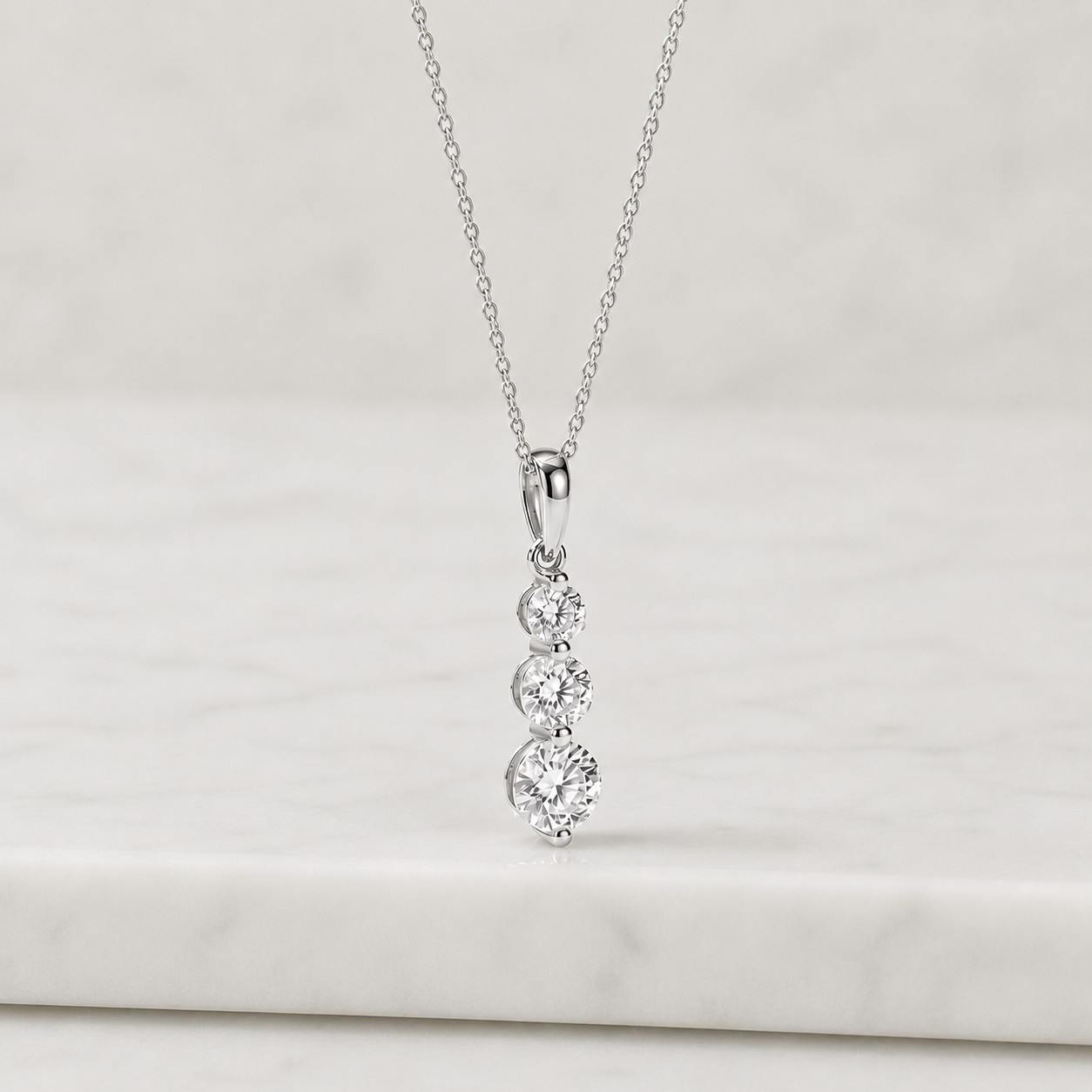 14k solid gold trio stone necklace for women, cz solitaire necklace, three stone pendant , past present future necklace , gift for her
