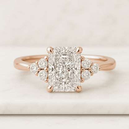 14K Solid Gold Wedding Ring, Simple Solitaire Mini Diamond Ring