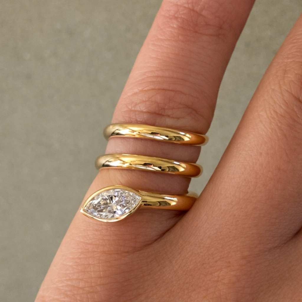 14k solid gold wrap ring with bezel diamond