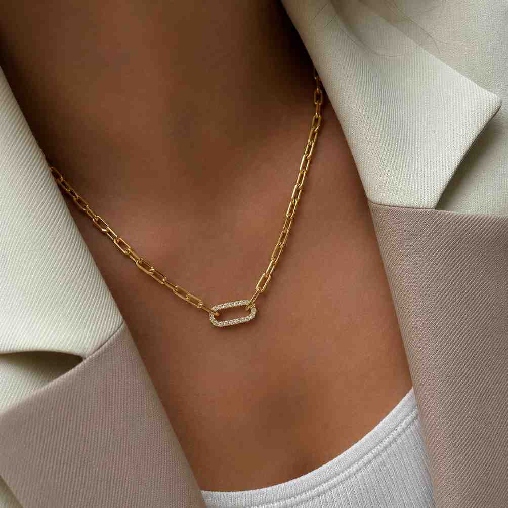 14K Solid Italian Yellow or White Gold Oval Link Paperclip Chain