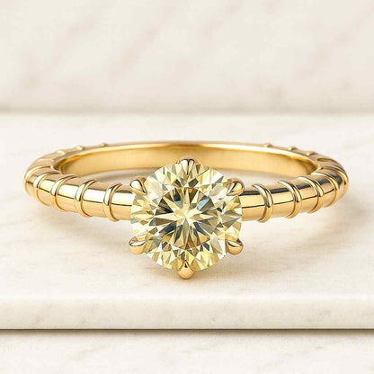 14K Solid White Gold Anniversary Ring For Her Classic Twisted Band Claw Prong Setting Anniversary Ring