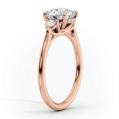 14K Solid White Gold Pave Set Side Stone Ring, Hidden Halo Promise Ring