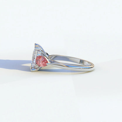 14K Solid White Gold Trilogy Ring