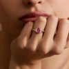 Oval Cut Pink Sapphire Gemstone Twisted Infinity Ring