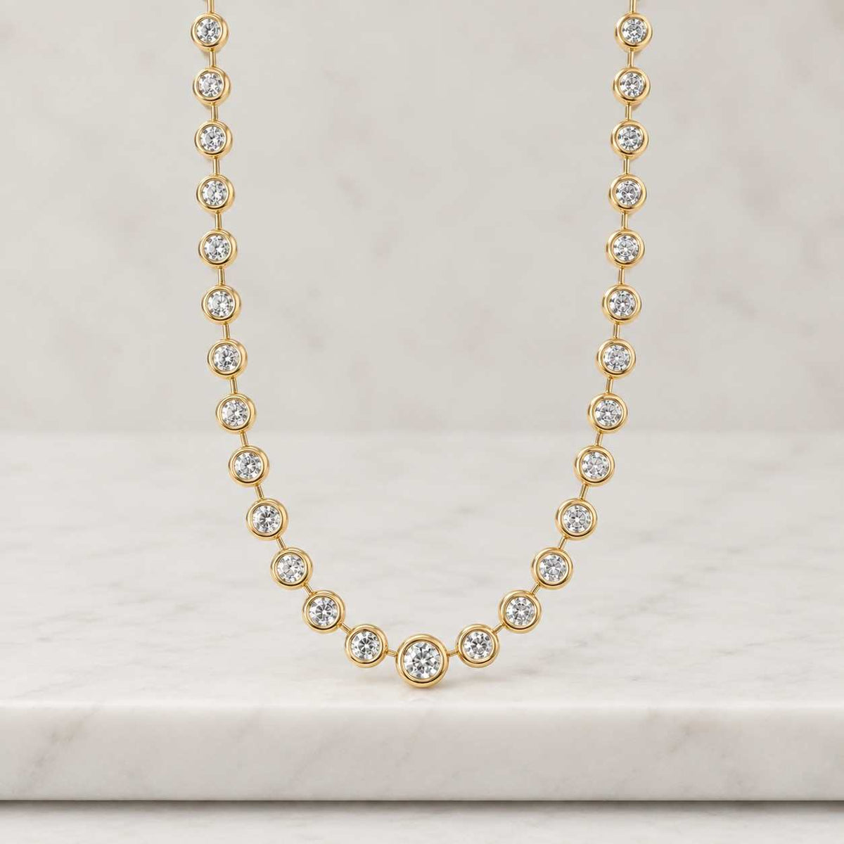 14k white gold adjustable drilled tennis necklace, lab grown diamond necklace