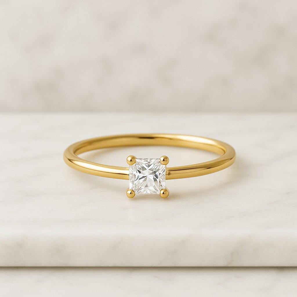 14K White Gold Conflict Free Diamond Ring, CVD Diamond Solitaire Ring