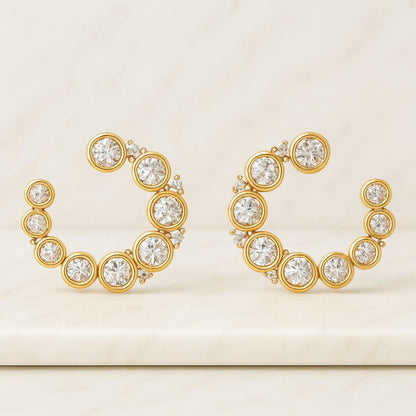 14K White Gold Diamond Studs Sparkling Multi Stone Bridal Earring Solitaire Round Cut Wedding Jewelry Tiny Handmade Engagement Stud