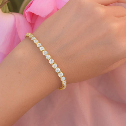 14K White Gold Diamond Tennis Bracelet Round Brilliant Cut gifts for him