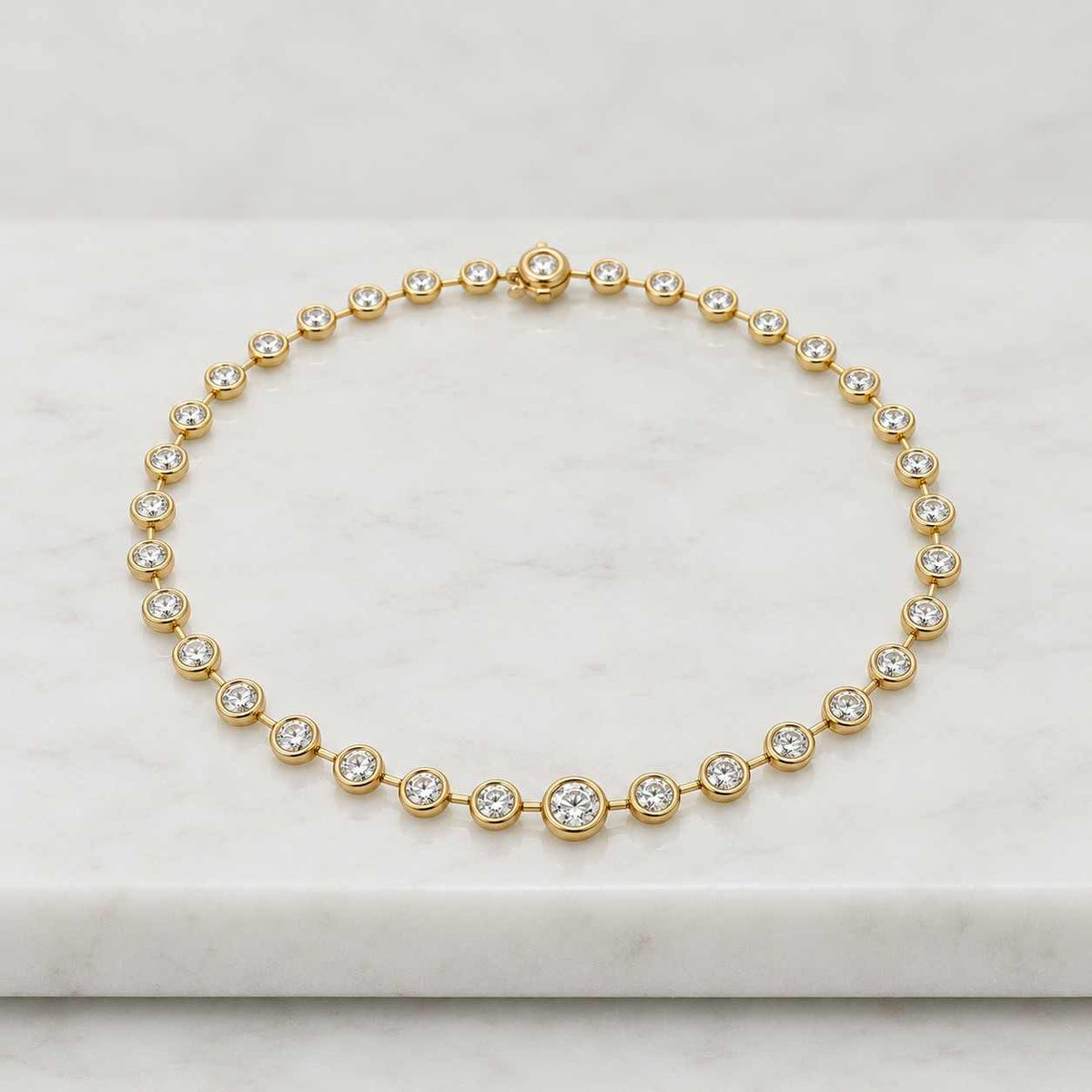 14k white gold lab grown diamond necklace, graduated round brilliant tennis necklace, luxury diamond necklace, wedding or anniversary gift
