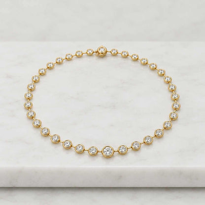 14K White Gold Lab Grown Diamond Necklace, Graduated Round Brilliant Tennis Necklace, Luxury Diamond Necklace, Wedding or Anniversary Gift

