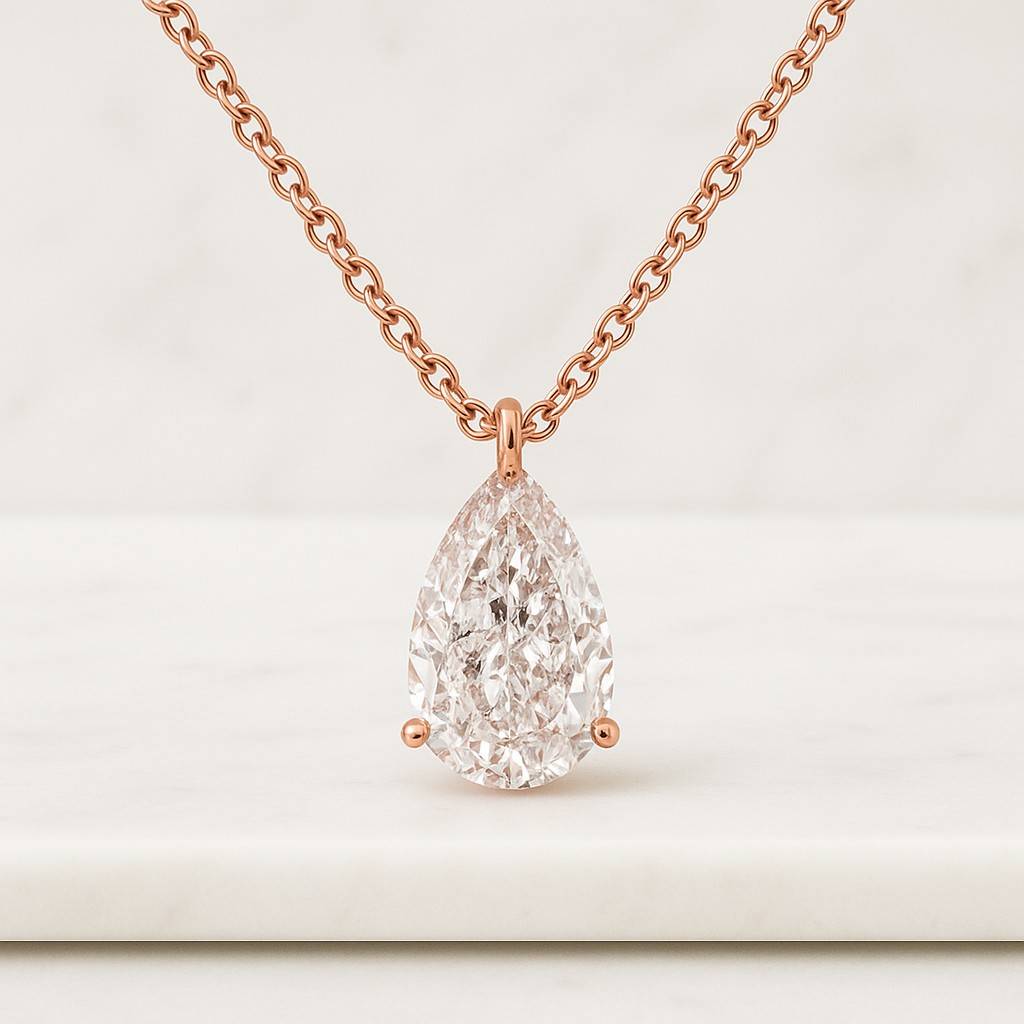 14K White Gold Pear Diamond Solitaire Necklace Pear Cut Solitaire Pendant IGI Certified or Moissanite 14K Yellow Gold Necklace Classic Teardrop Diamond Jewelry Gift for Her