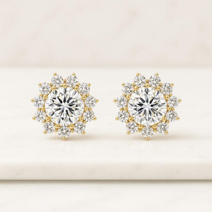 14K White Gold Round Cut Lab Grown Diamond Stud Earrings Solitaire 14K White Gold Stud Screw Back Minimalist