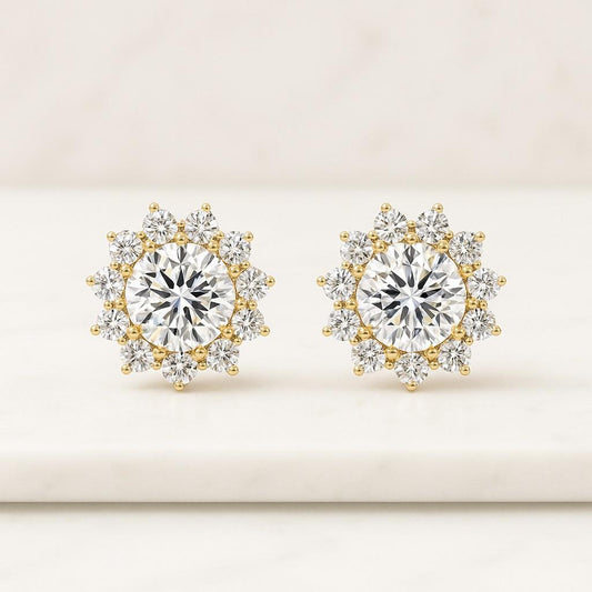 14K White Gold Round Cut Lab Grown Diamond Stud Earrings Solitaire 14K White Gold Stud Screw Back Minimalist