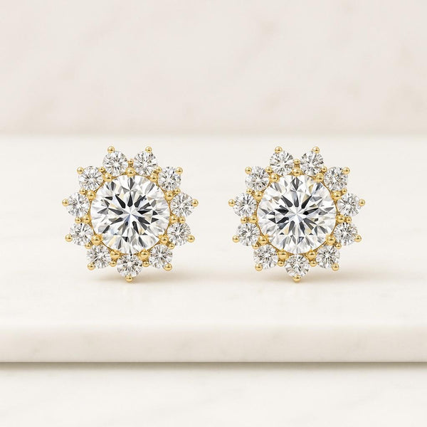 14K White Gold Round Cut Lab Grown Diamond Stud Earrings Solitaire 14K White Gold Stud Screw Back Minimalist