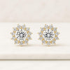 Round Lab Grown Diamond Sunflower Stud Earrings For Women