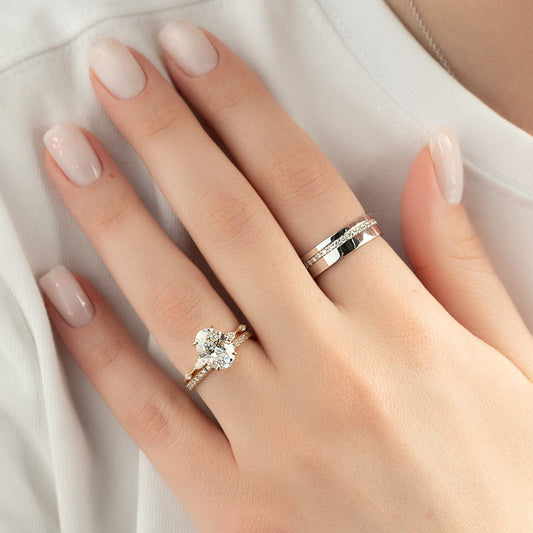 14K White Gold Round Moissanite Channel Set Band For Him