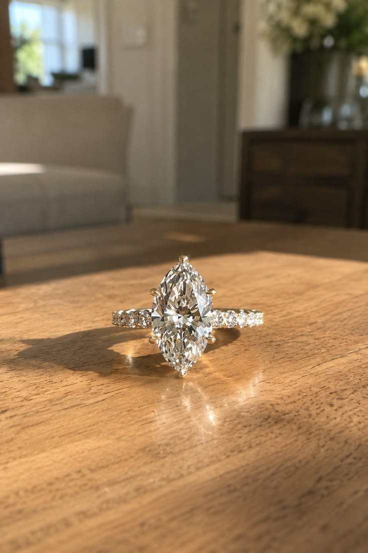 14k yellow gold art deco marquise diamond engagement vintage igi certified hand engraved filigree engagement proposal anniversary ring
