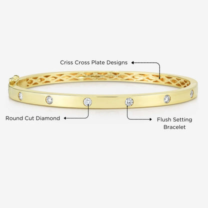 14K Yellow Gold Bangle Bracelet For Her, Daily Wear Bracelet