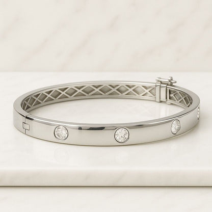 14K Yellow Gold Bridal Wedding Bracelet Round Brilliant Cut Lab Grown Diamond Tennis Bracelet