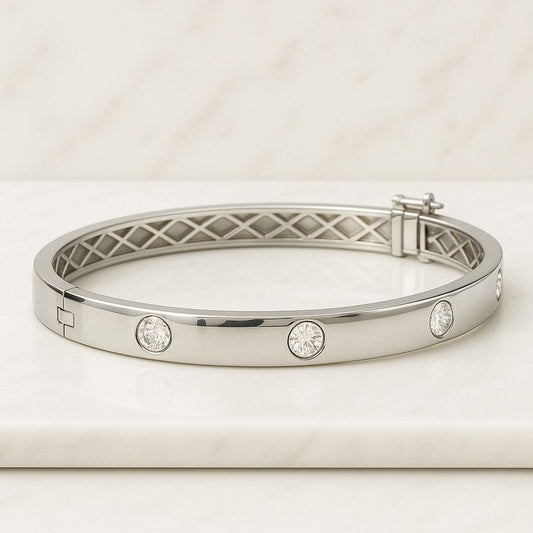 14K Yellow Gold Bridal Wedding Bracelet Round Brilliant Cut Lab Grown Diamond Tennis Bracelet