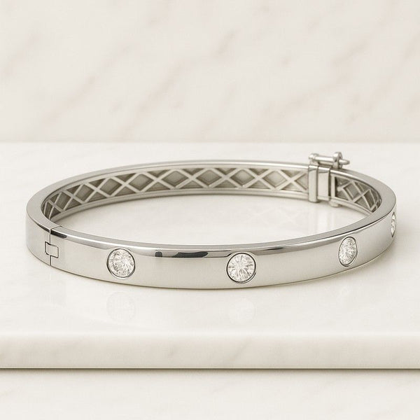 14K Yellow Gold Bridal Wedding Bracelet Round Brilliant Cut Lab Grown Diamond Tennis Bracelet