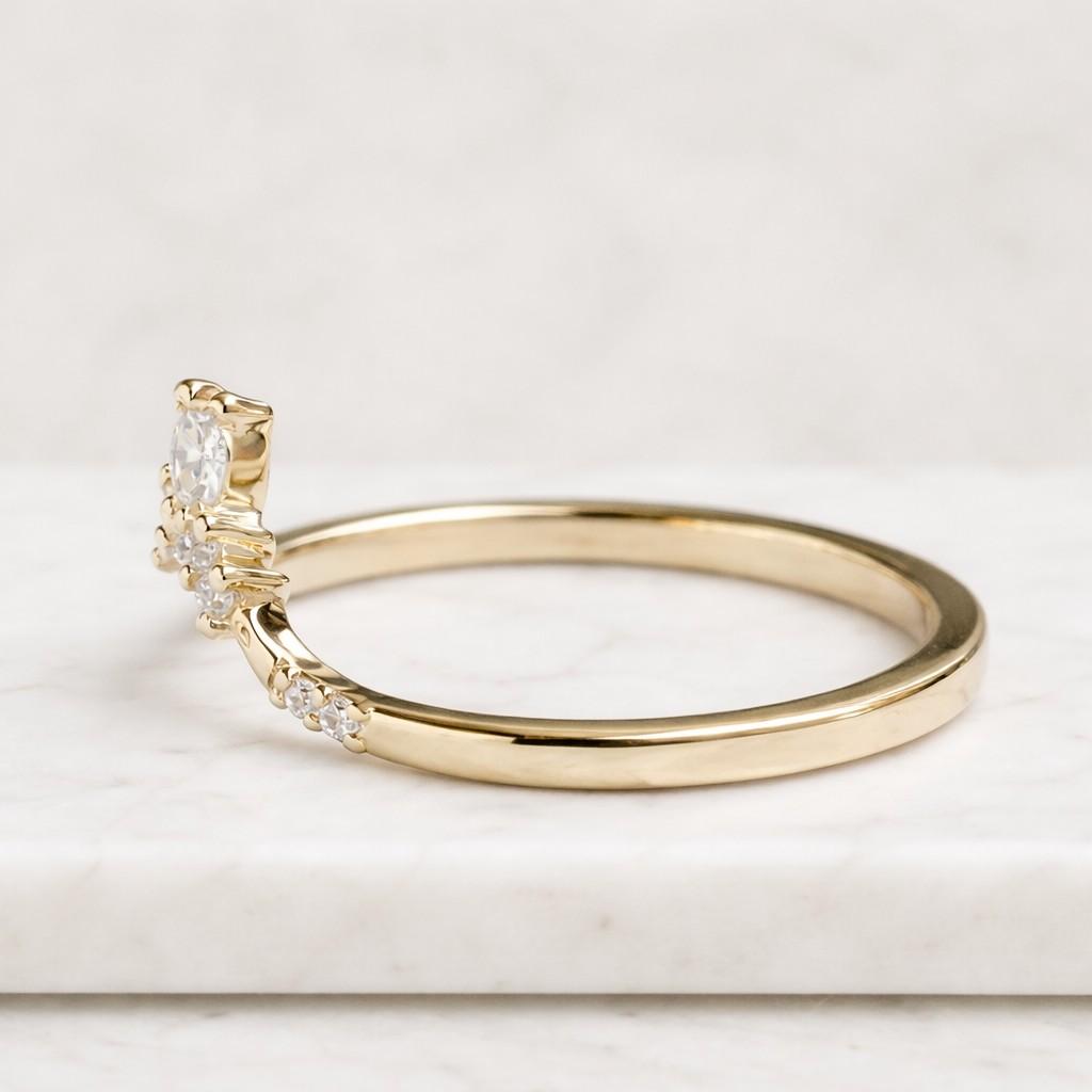  14k yellow gold curved ring for women 