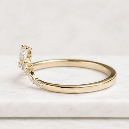  14K Yellow Gold Curved Ring For Women 