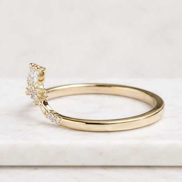  14K Yellow Gold Curved Ring For Women 